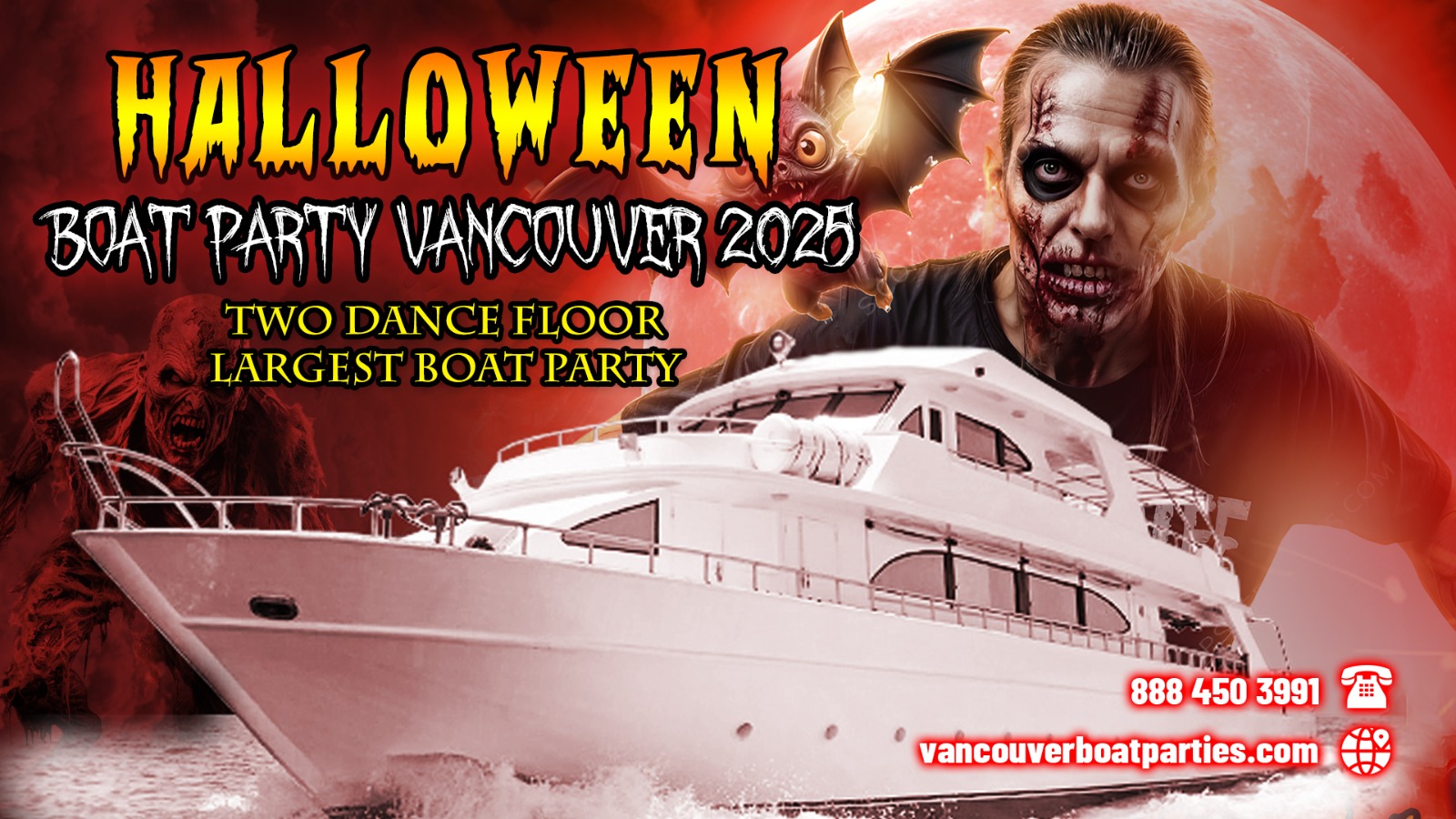 HALLOWEEN BOAT PARTY VANCOUVER 2025 | TWO DANCE FLOOR | LARGEST BOAT PARTY